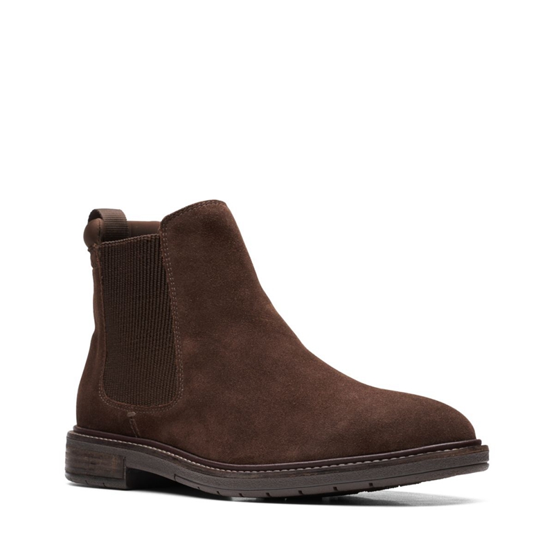 Dark Brown Clarks Clarkdale Hall Suede Men's Chelsea Boots | 93254-XSMN