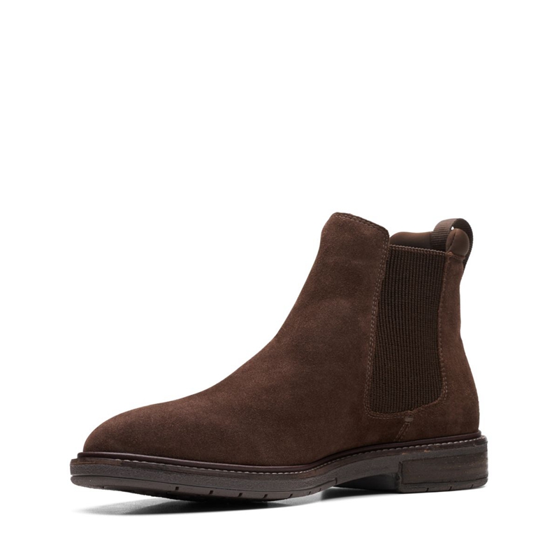 Dark Brown Clarks Clarkdale Hall Suede Men's Chelsea Boots | 93254-XSMN