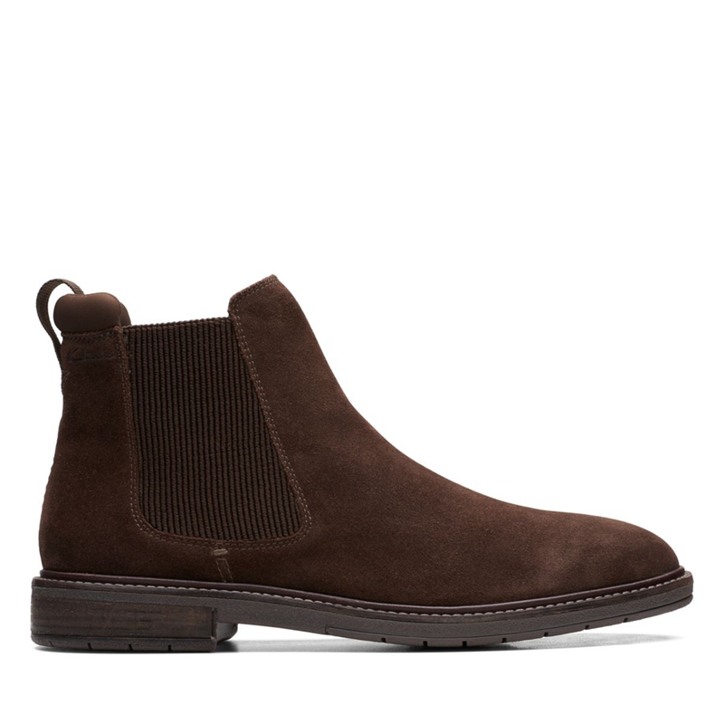 Dark Brown Clarks Clarkdale Hall Suede Men\'s Chelsea Boots | 93254-XSMN