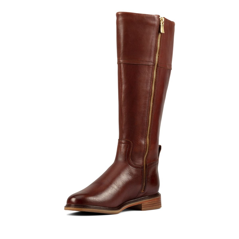 Dark Brown Clarks Clarkdale Hi Lea Women's Knee High Boots | 12978-JSNP