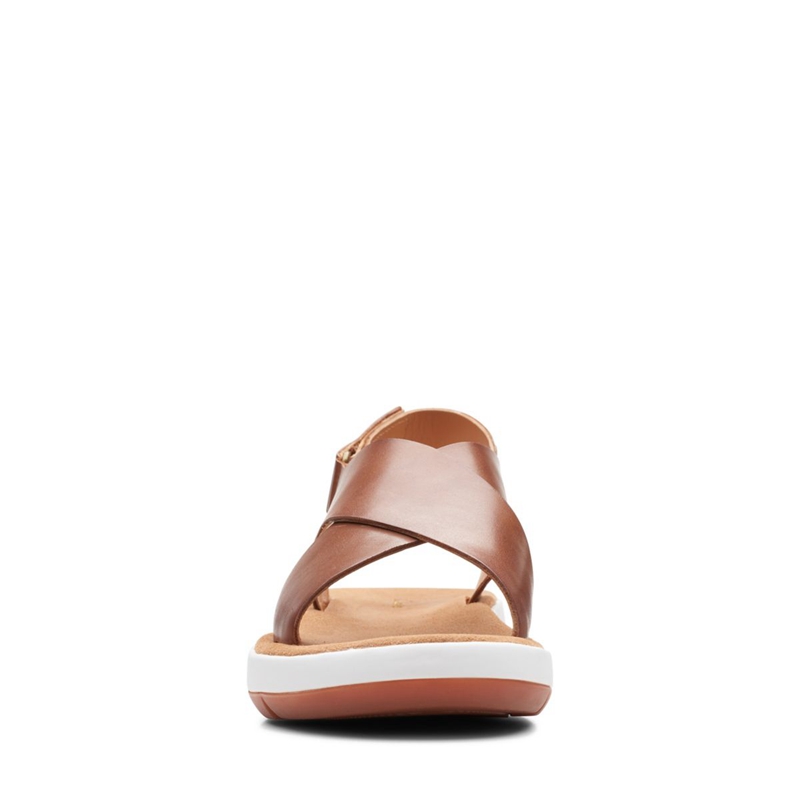 Dark Brown Clarks Jemsa Cross Lea Women's Sandals | 14572-CTFJ