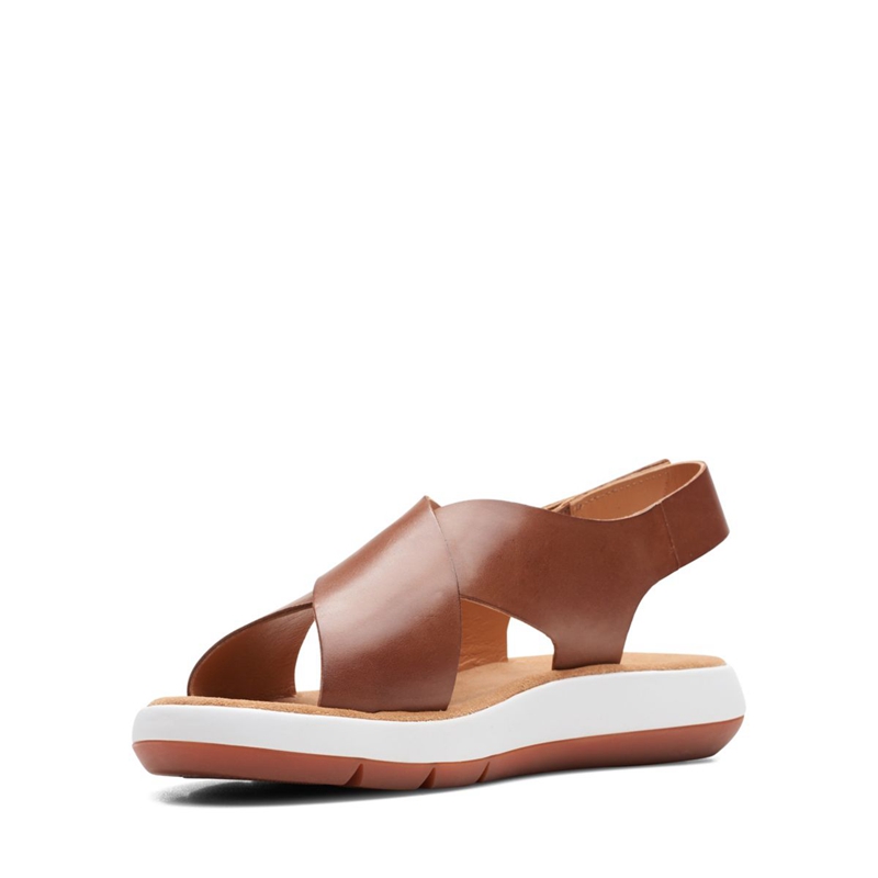 Dark Brown Clarks Jemsa Cross Lea Women's Sandals | 14572-CTFJ