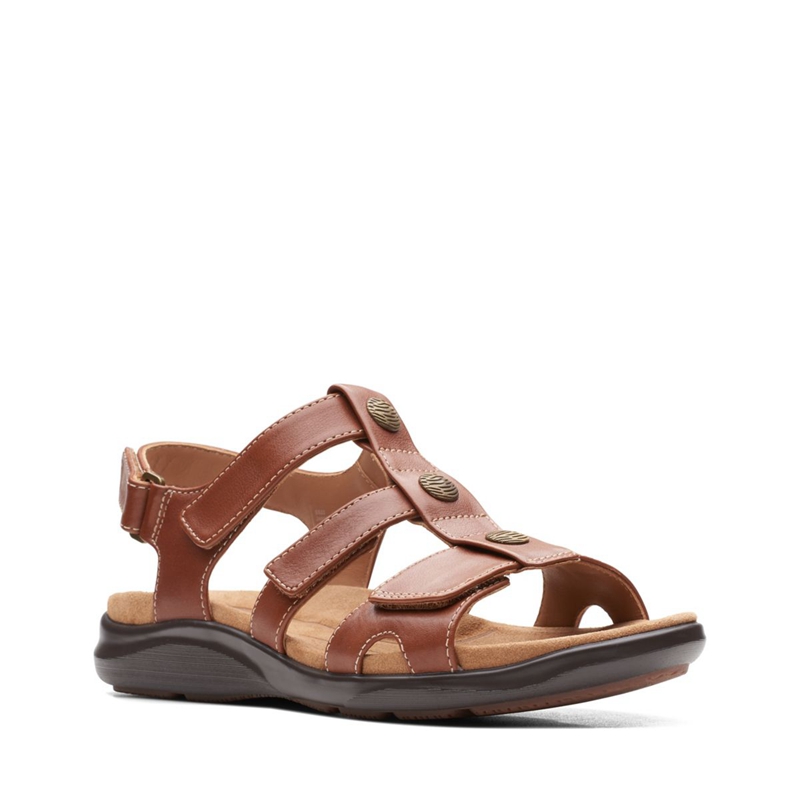 Dark Brown Clarks Kylyn Step Lea Women's Sandals | 95647-AGZV