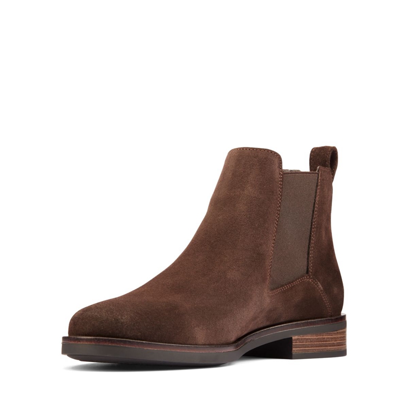 Dark Brown Clarks Memi Top Suede Women's Chelsea Boots | 40265-IKFW