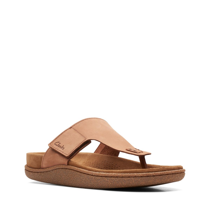 Dark Brown Clarks Pilton Post Nubuck Men's Sandals | 81403-KMPB