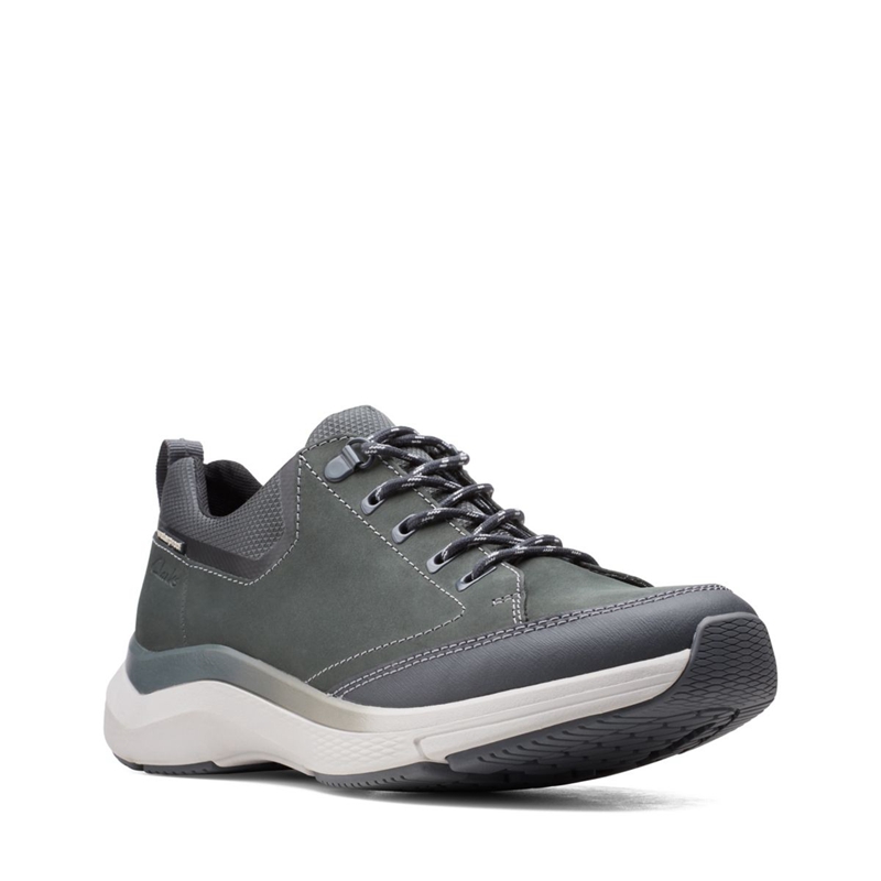 Dark Grey Clarks Wave 2.0 Vibe Nubuck Men's Sneakers | 84716-BOWJ