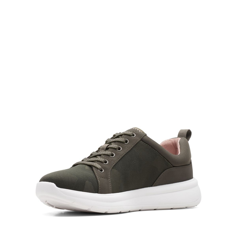 Dark Olive Clarks Ezera Lace Women's Sneakers | 18469-WKGC