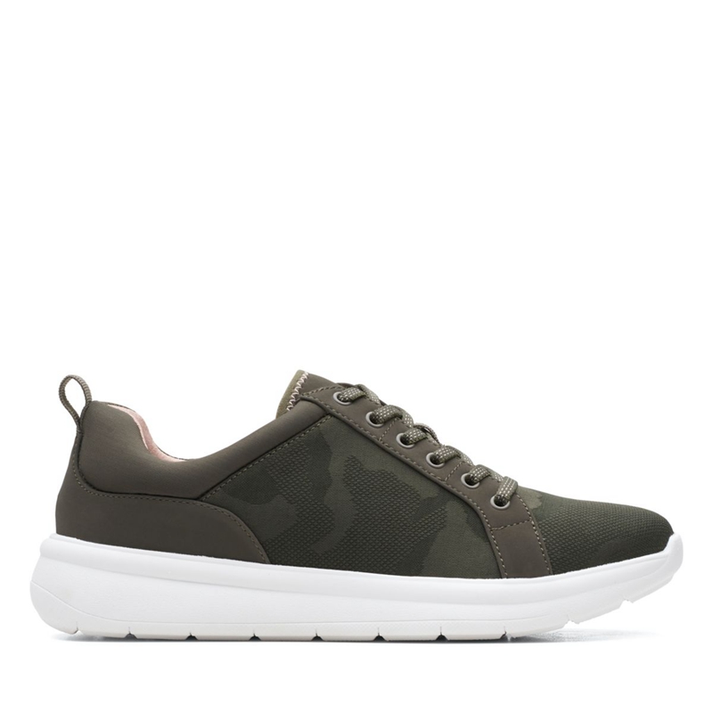 Dark Olive Clarks Ezera Lace Women\'s Sneakers | 18469-WKGC