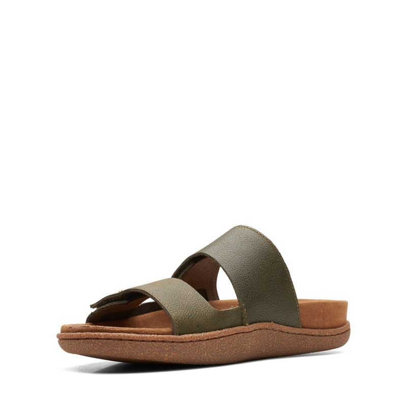 Dark Olive Clarks Pilton Strap Nub Men's Sandals | 01374-RUFQ