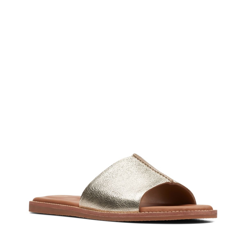 Gold Metal Clarks Karsea Mule Champagne Women's Sandals | 07693-GMEN