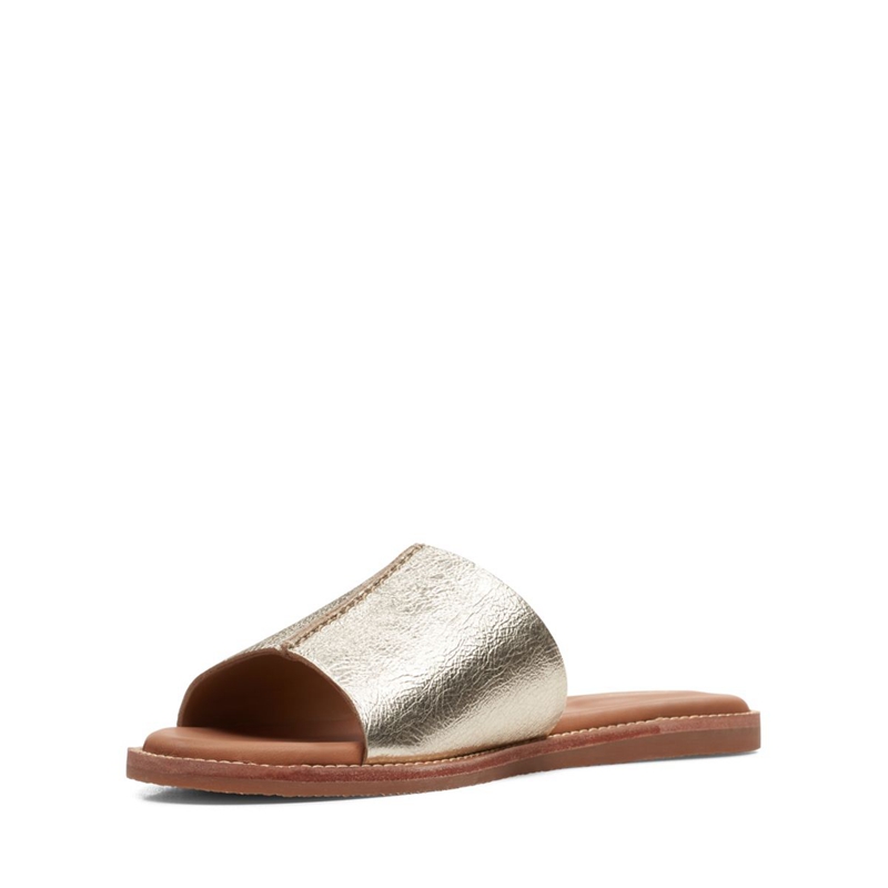 Gold Metal Clarks Karsea Mule Champagne Women's Sandals | 07693-GMEN