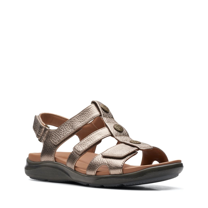 Gold Metal Clarks Kylyn Step Women's Sandals | 84562-CSRK