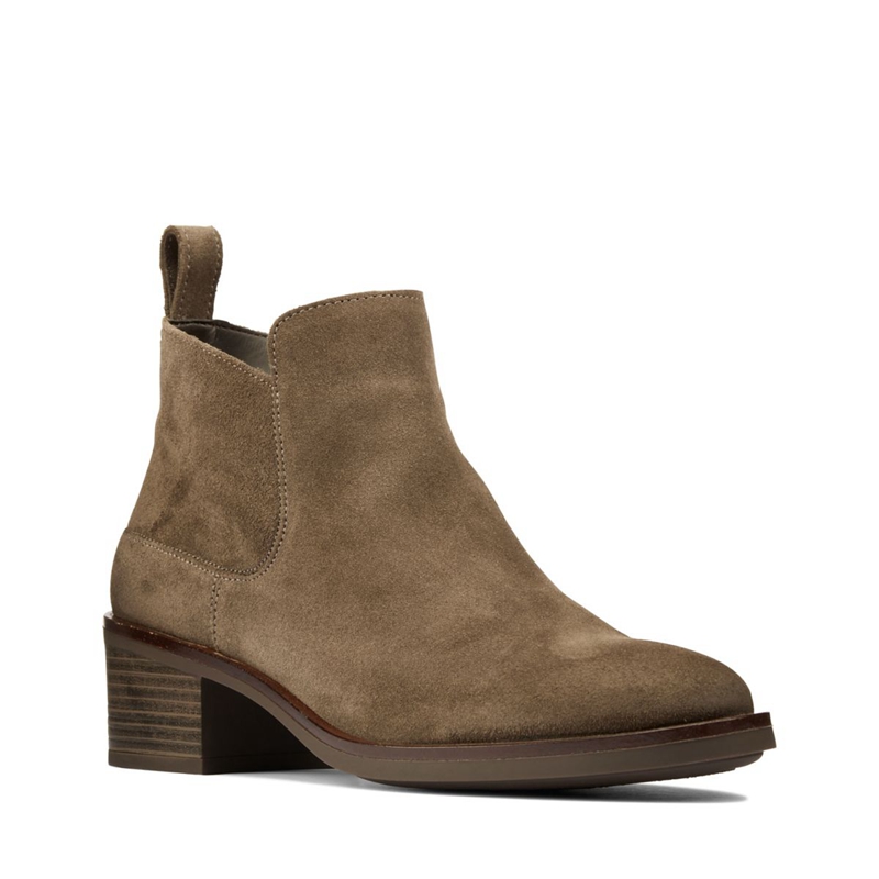 Grey Brown Clarks Memi Zip Suede Women's Chelsea Boots | 91536-KQGX