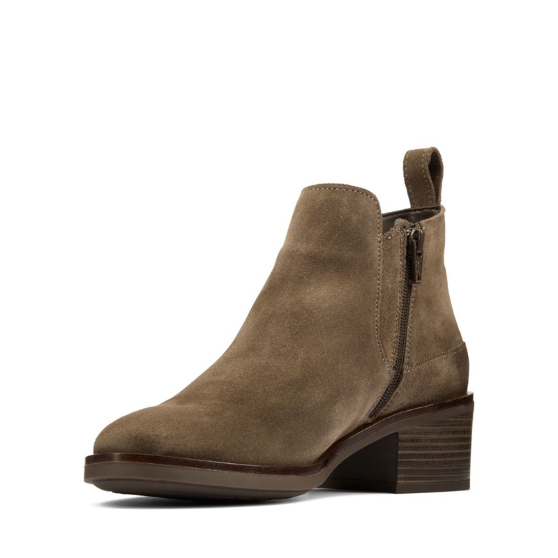 Grey Brown Clarks Memi Zip Suede Women's Chelsea Boots | 91536-KQGX