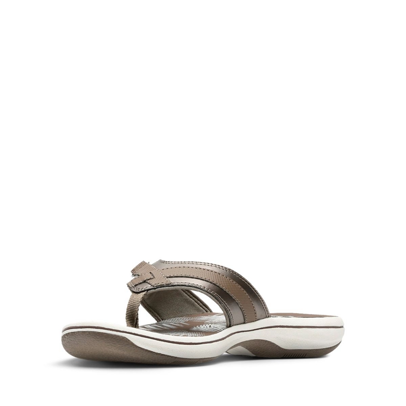 Grey Clarks BREEZE SEA Pewter Synthetic Women's Flip Flops | 96318-AZTY