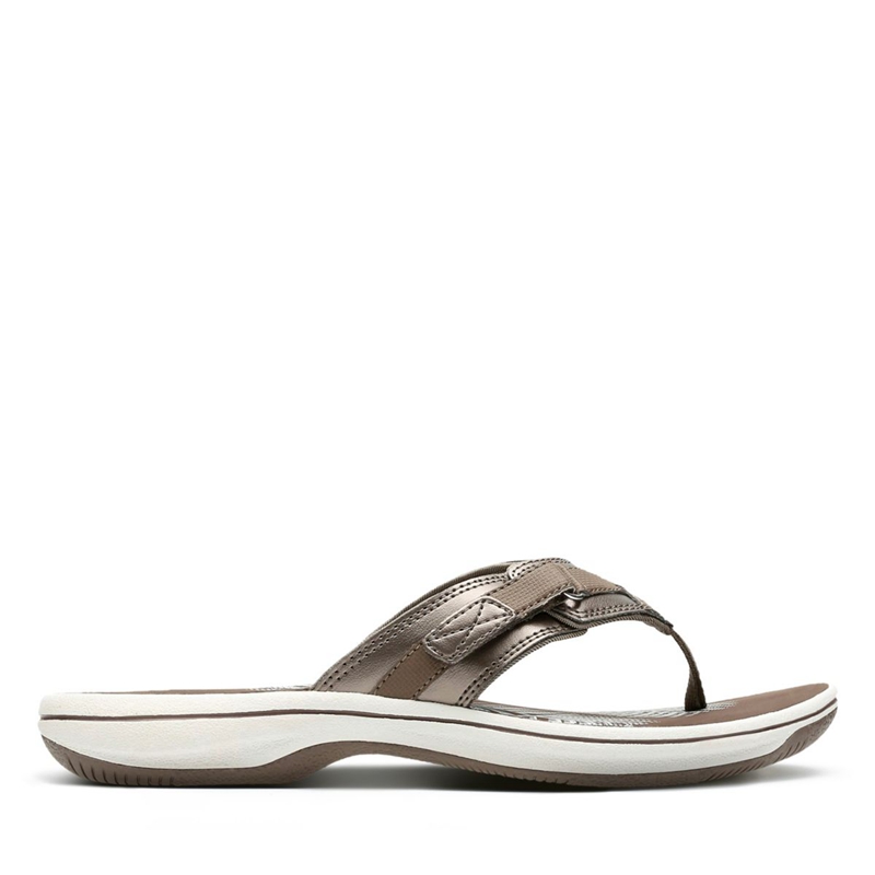 Grey Clarks BREEZE SEA Pewter Synthetic Women\'s Flip Flops | 96318-AZTY