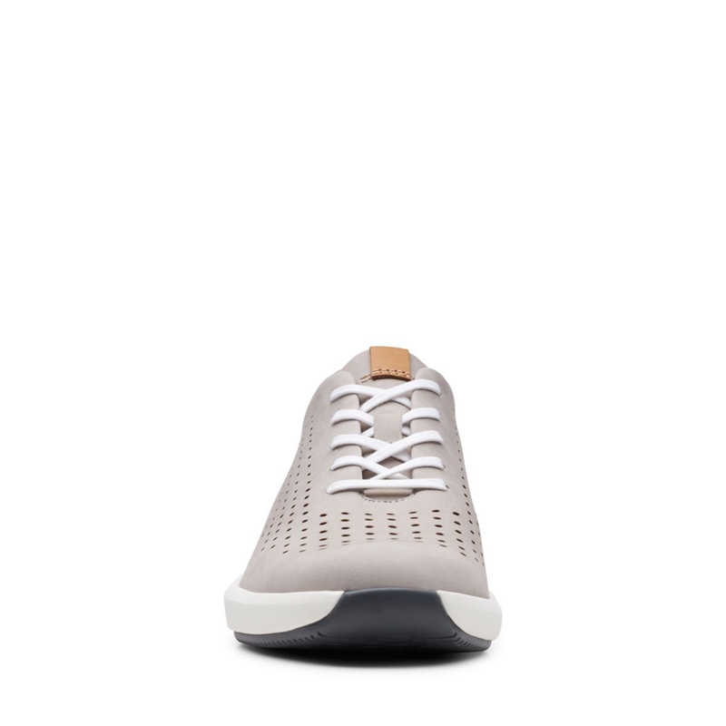 Grey Clarks Un Rio Tie Stone nubuck Women's Sneakers | 62794-OBVW