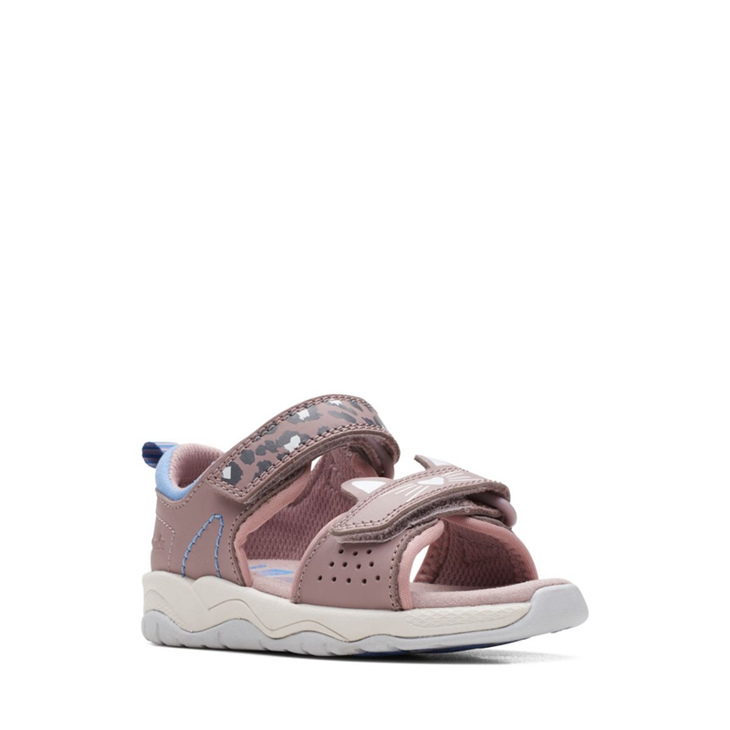 Grey / Pink Clarks Clowder Print Toddler Kids' Sandals | 35098-XABD