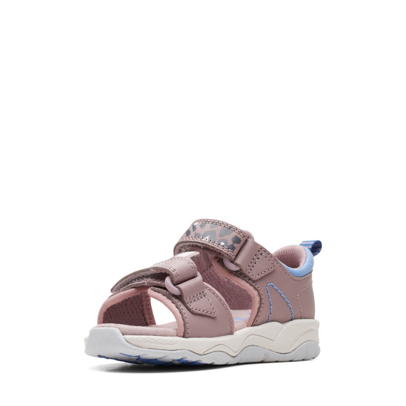 Grey / Pink Clarks Clowder Print Toddler Kids' Sandals | 35098-XABD