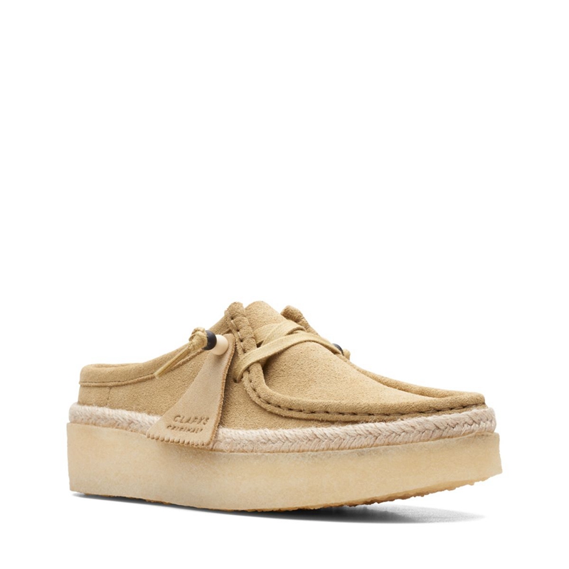 Khaki Clarks Wallabee Cup Lo Maple Suede Women's Slip Ons | 76312-XOTD