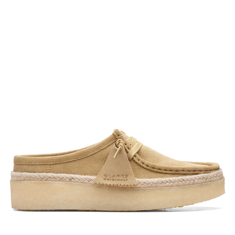 Khaki Clarks Wallabee Cup Lo Maple Suede Women\'s Slip Ons | 76312-XOTD