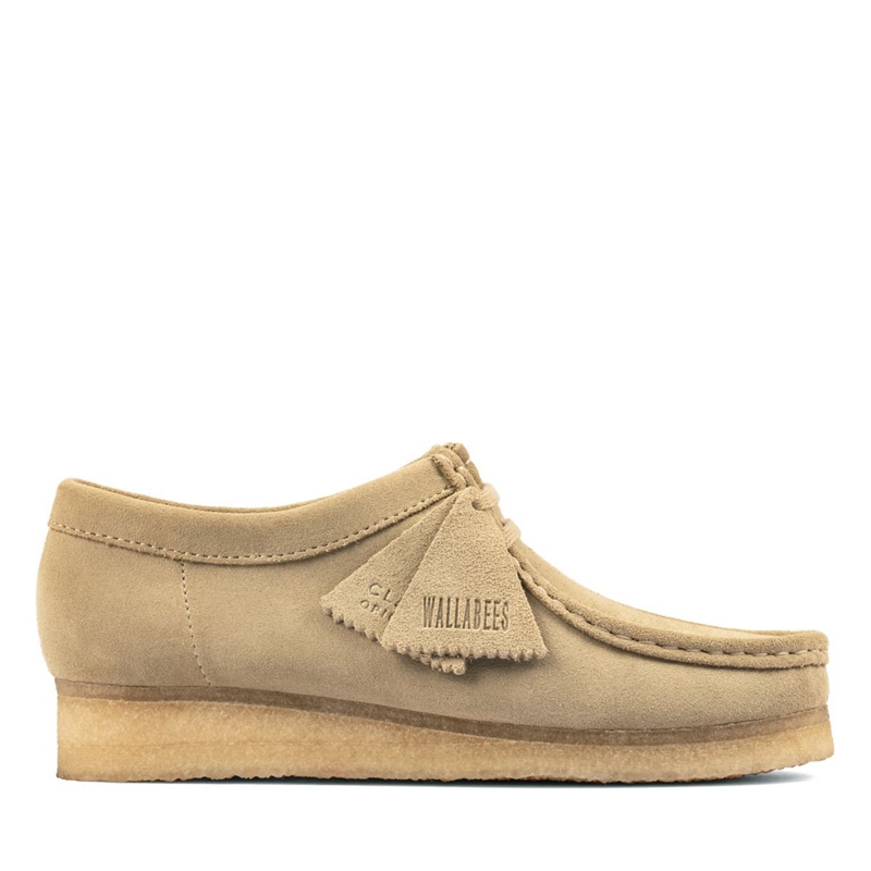 Khaki Clarks Wallabee Maple Suede Women\'s Slip Ons | 09473-NHLC