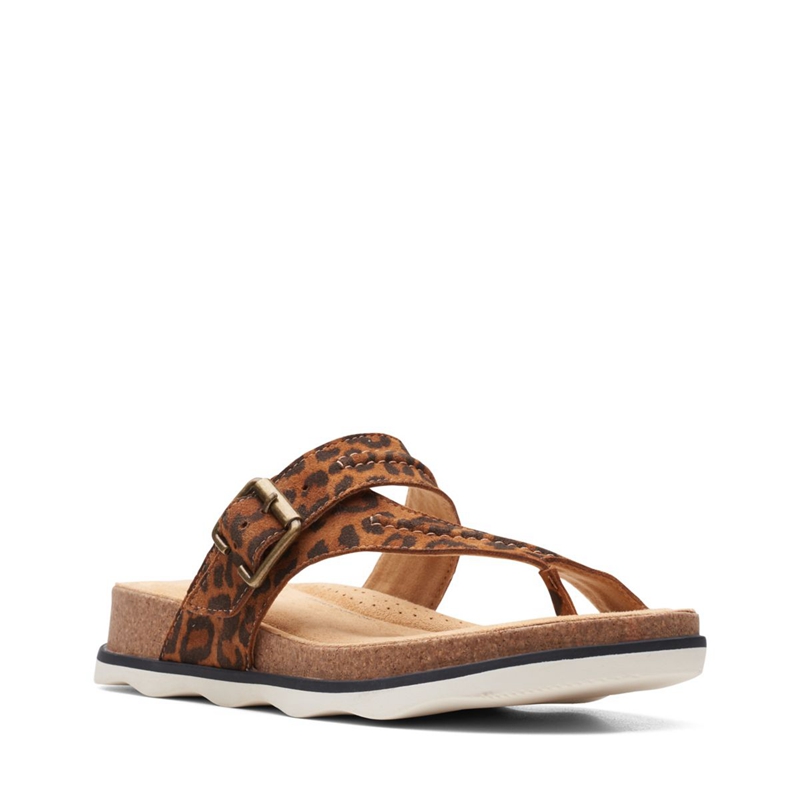 Leopard Clarks Brynn Madi Print Women's Sandals | 59168-PANL