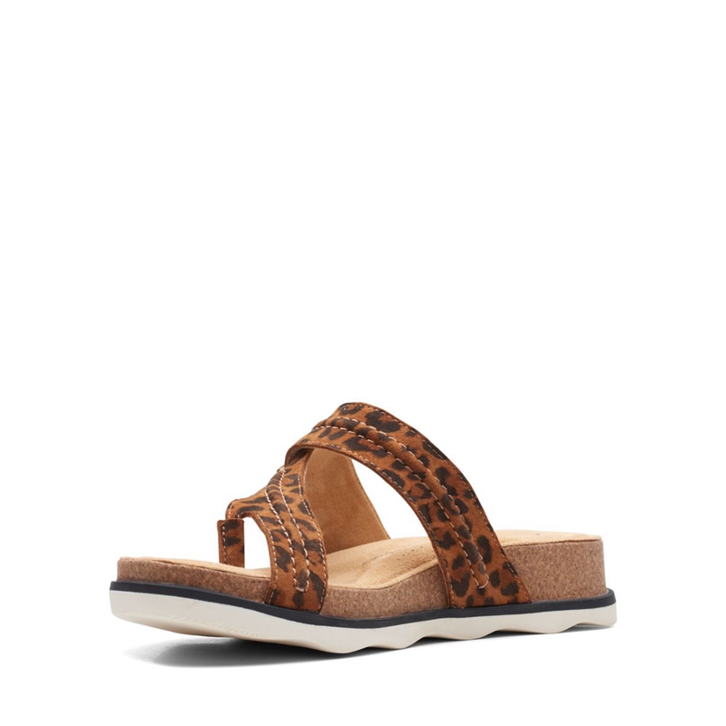 Leopard Clarks Brynn Madi Print Women's Sandals | 59168-PANL