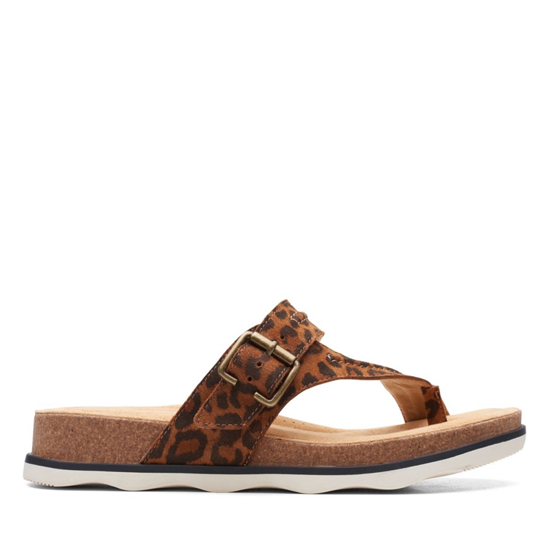 Leopard Clarks Brynn Madi Print Women\'s Sandals | 59168-PANL