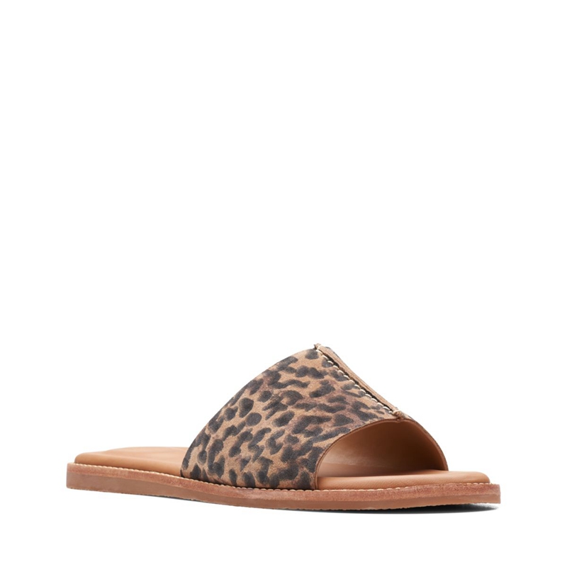 Leopard Clarks Karsea Mule Print Women's Sandals | 51243-KTGD