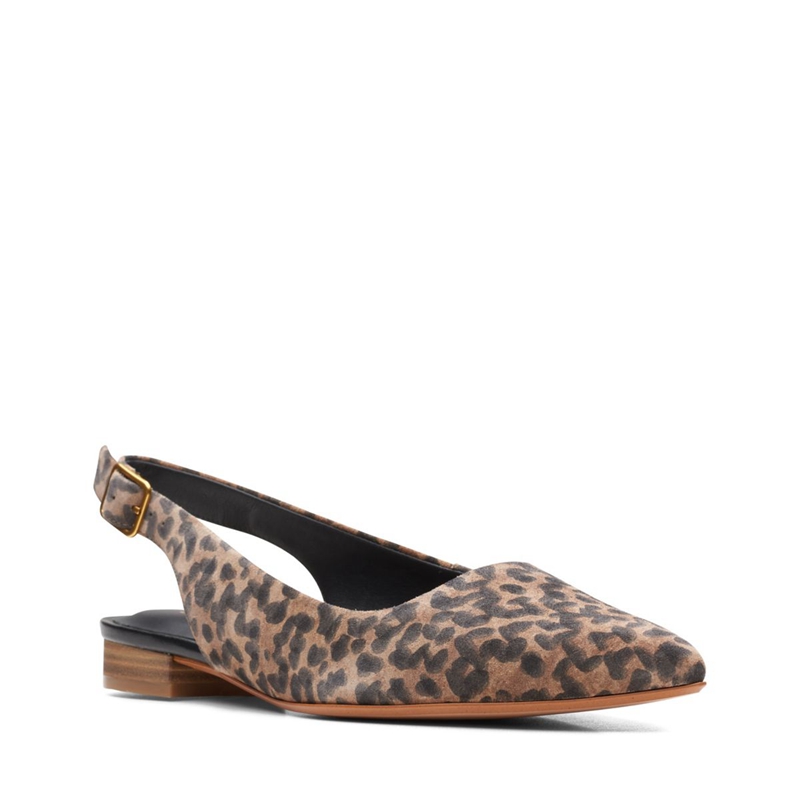 Leopard Clarks Laina 15 Sling Print Women's Flat Shoes | 47236-XYZS