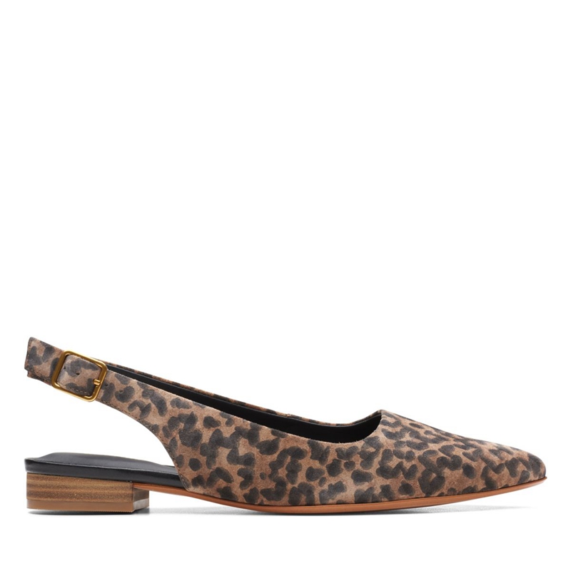 Leopard Clarks Laina 15 Sling Print Women\'s Flat Shoes | 47236-XYZS