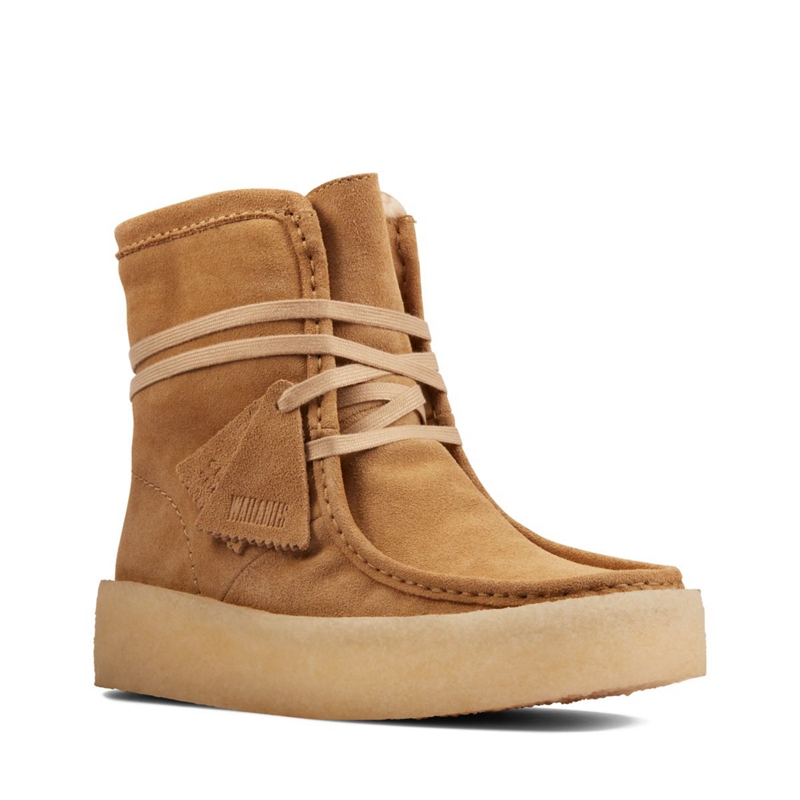 Light Brown Clarks Cup Hi Suede Women's Desert Boots | 08957-BNYI