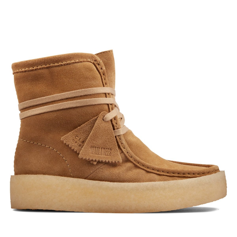 Light Brown Clarks Cup Hi Suede Women\'s Desert Boots | 08957-BNYI