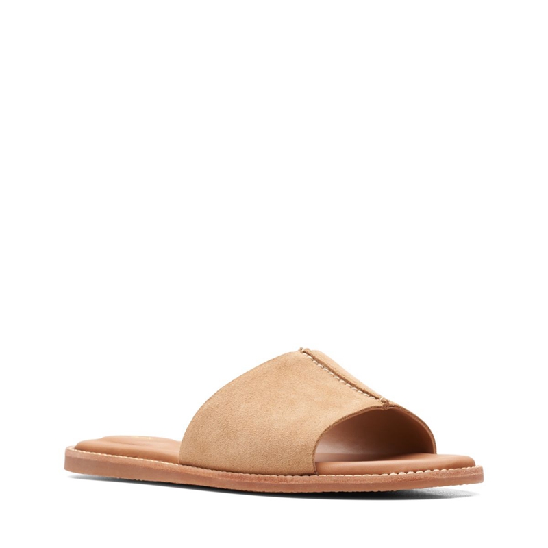 Light Brown Clarks Karsea Mule Suede Women's Sandals | 95324-WAZC