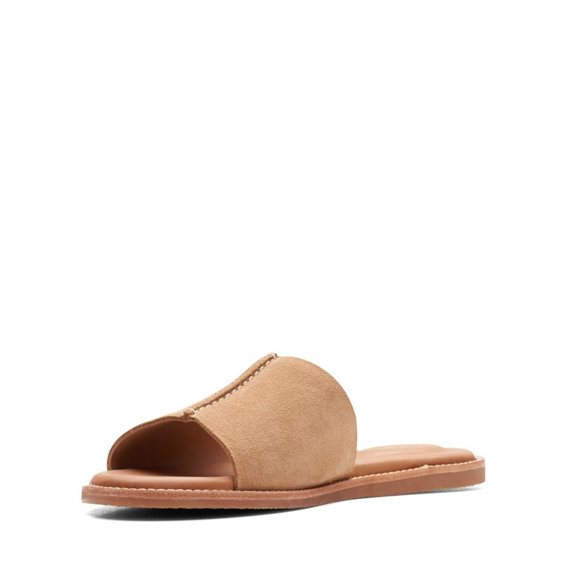 Light Brown Clarks Karsea Mule Suede Women's Sandals | 95324-WAZC