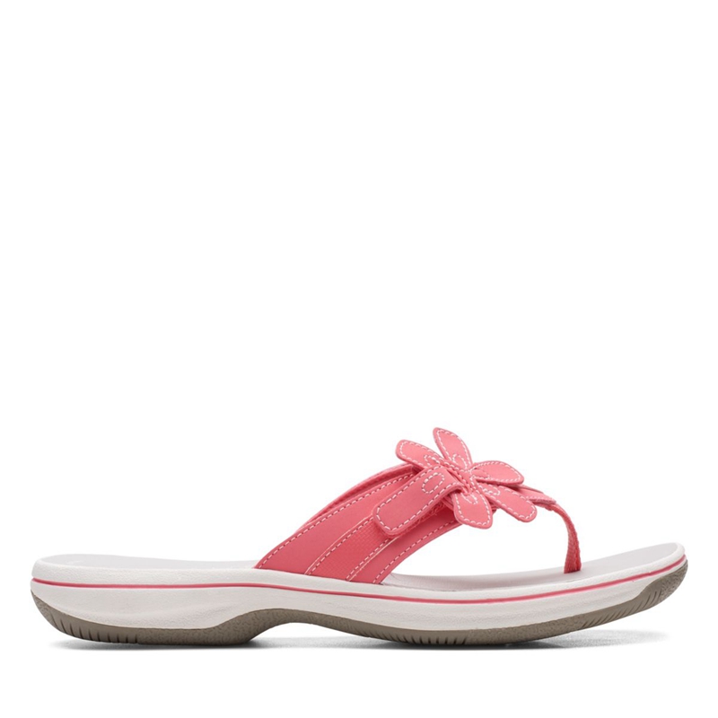 Light Coral Clarks Brinkley Flora Bright Coral Women\'s Flip Flops | 31875-PSCV