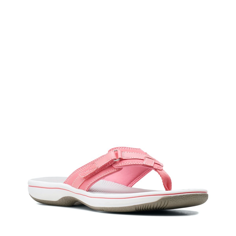 Light Pink Clarks BREEZE SEA Bright Syn Women's Flip Flops | 64518-MRPI