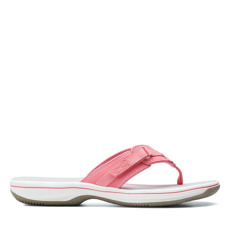 Light Pink Clarks BREEZE SEA Bright Syn Women\'s Flip Flops | 64518-MRPI