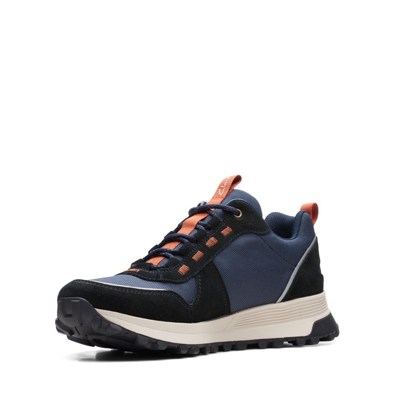 Navy Clarks ATL Trek Walk Combi Men's Sneakers | 05796-TNSI