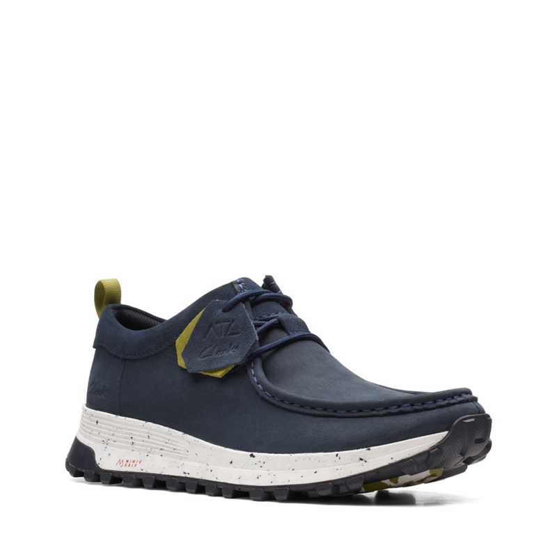 Navy Clarks ATL Trek Wally Nubuck Men's Sneakers | 05842-YQHB