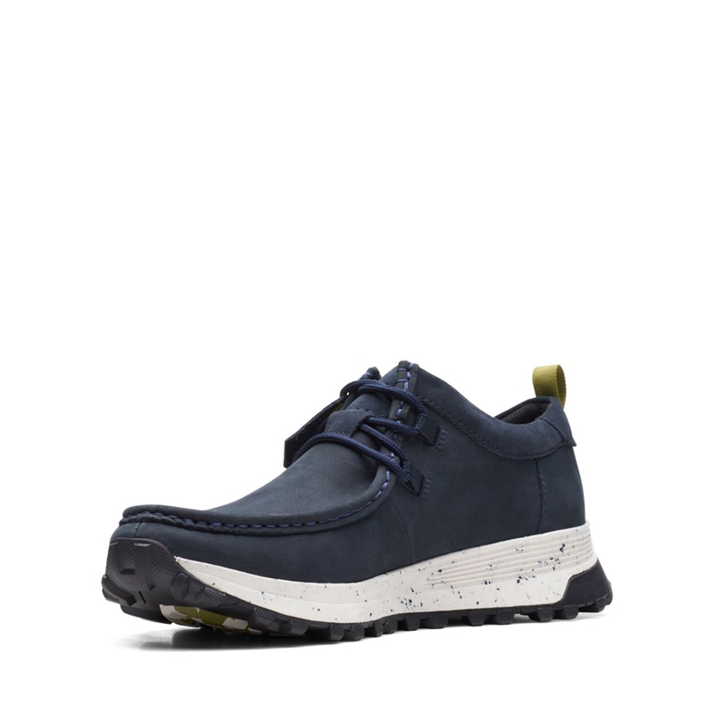 Navy Clarks ATL Trek Wally Nubuck Men's Sneakers | 05842-YQHB