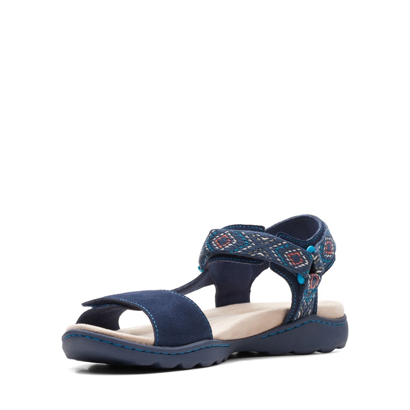 Navy Clarks Amanda Step Suede Women's Sandals | 01873-VBKW