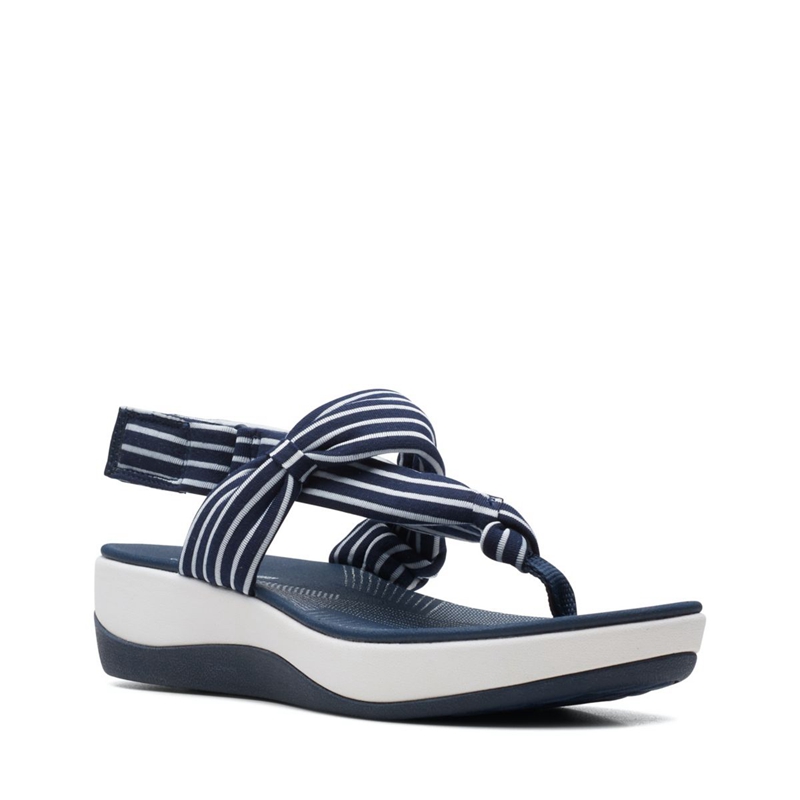 Navy Clarks Arla Nicole Print Women's Sandals | 16458-UYWT