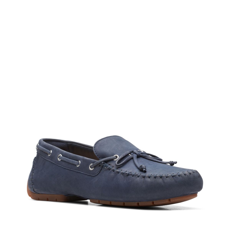 Navy Clarks C Mocc Tie Nubuck Women's Pumps | 90418-QGKI