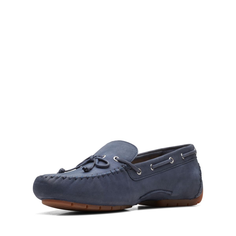 Navy Clarks C Mocc Tie Nubuck Women's Pumps | 90418-QGKI