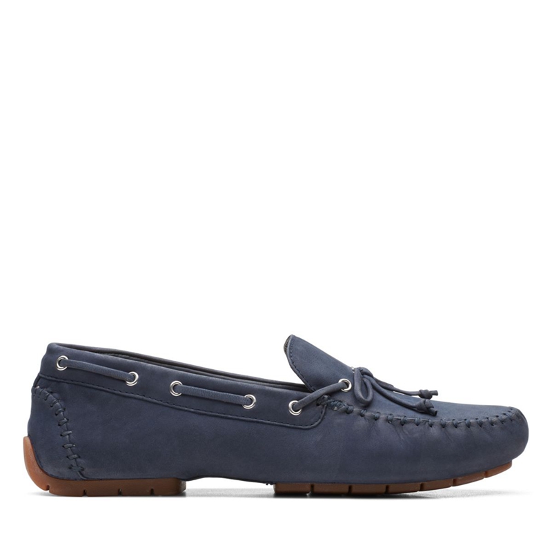 Navy Clarks C Mocc Tie Nubuck Women\'s Pumps | 90418-QGKI