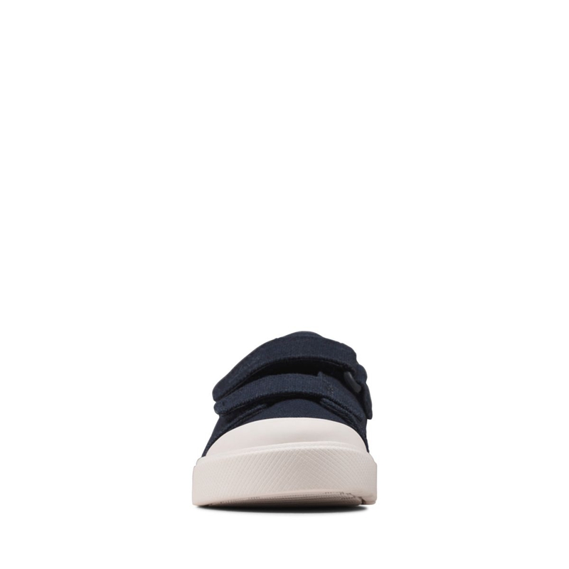 Navy Clarks City Bright Toddler Canvas Kids' Slip Ons | 40319-GHPS