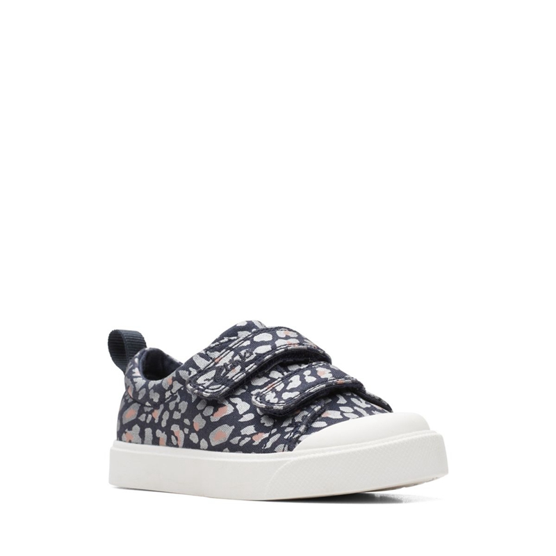 Navy Clarks City Bright Toddler Combi Kids' Slip Ons | 71603-WAZR