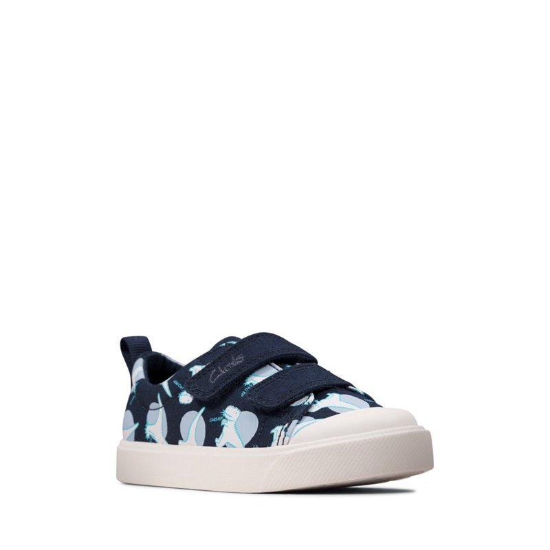 Navy Clarks City Bright Toddler Interest Kids' Slip Ons | 46807-ANVE